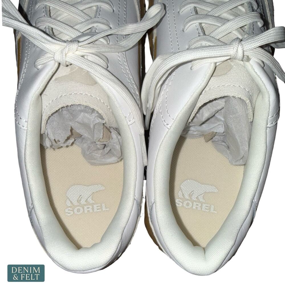 NEW Sorel Ona Ave T-Toe Sneaker Sea Salt Gum Platform Leather Retro Streetwear - Picture 11 of 16